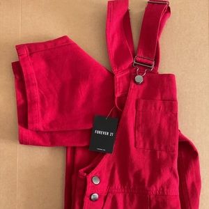 Forever 21 Brand new, Bright red overalls
